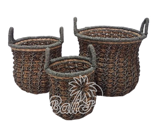 Beautiful Home Decoration Basket, Handmade With Water Hyacinth Set Of 3