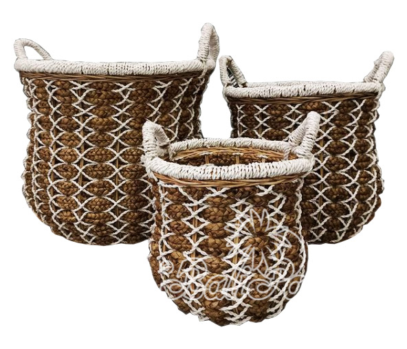 Beautiful Home Decoration Basket, Handmade With Water Hyacinth Set Of 3