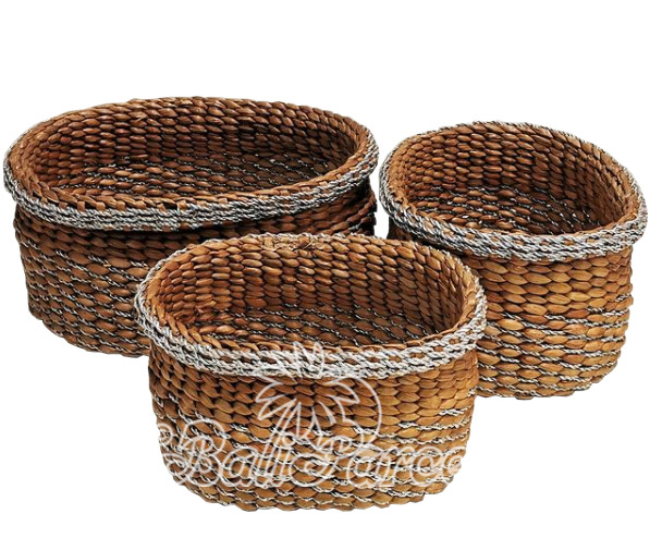 Beautiful Home Decoration Basket, Handmade With Water Hyacinth Set Of3