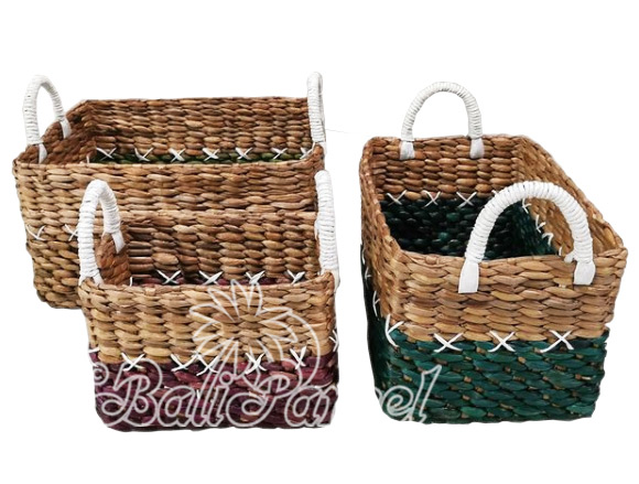 Beautiful Home Decoration Basket, Handmade With Water Hyacinths3t Of 3