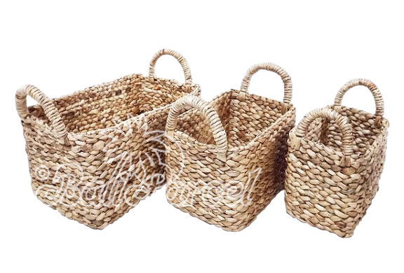 Beautiful Home Decoration Basket, Handmade With Water Hyacinth Set Of 3