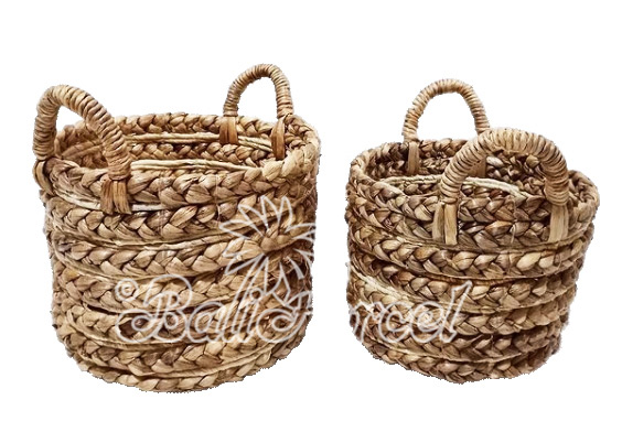 Beautiful Home Decoration Basket, Handmade With Water Hyacinth Set Of 2