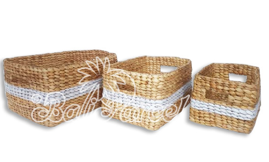 Beautiful Home Decoration Basket, Handmade With Water Hyacinth Set Of 3 