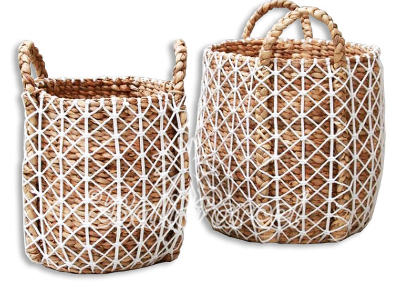 Beautiful Home Decoration Basket, Handmade With Water Hyacinth Set Of 2