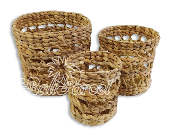 Beautiful Home Decoration Basket, Handmade With Water Hyacinth Set Of 3