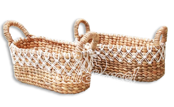 Beautiful Home Decoration Basket, Handmade With Water Hyacinth Set Of 2