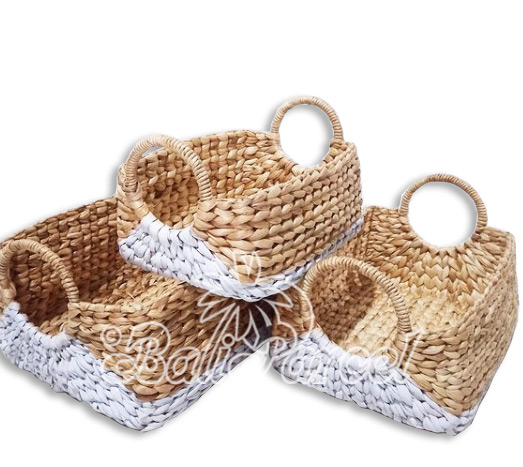 Beautiful Home Decoration Basket, Handmade With Water Hyacinth Set Of 3 