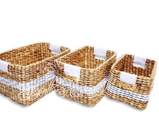 Beautiful Home Decoration Basket, Handmade With Water Hyacinth Set Of 3