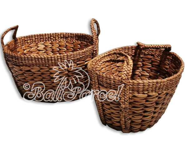 Beautiful Home Decoration Basket, Handmade With Water Hyacinth Set Of 2