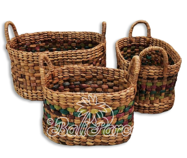 Beautiful Home Decoration Basket, Handmade With Water Hyacinth Set Of 3