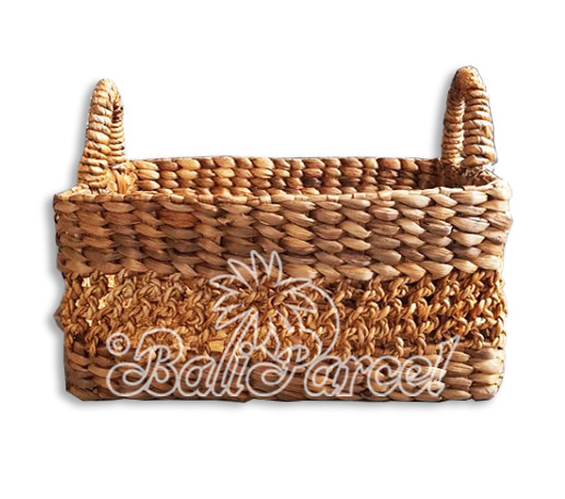 Beautiful Home Decoration Basket , Handmade With Synthetic String Inlaid With Water Hyacinth 
