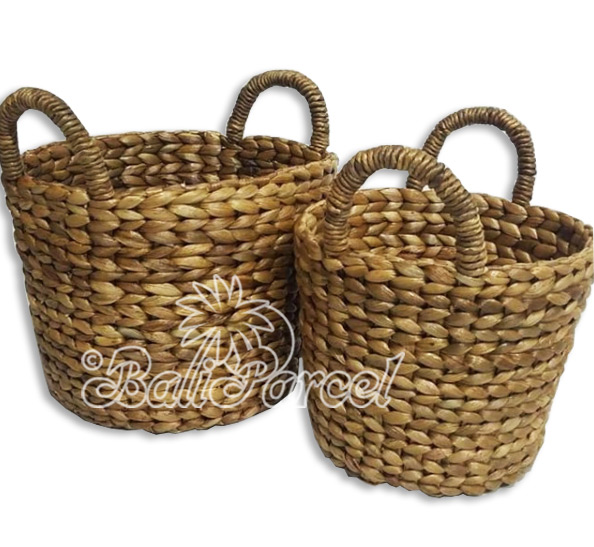 Beautiful Home Decoration Basket, Handmade With Water Hyacinth Set Of 2