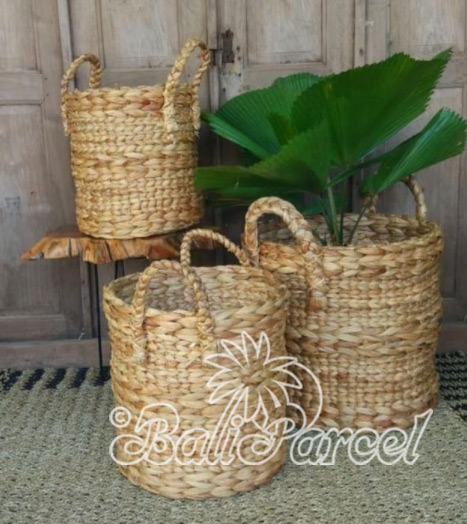 Beautiful Home Decoration Basket, Handmade With Water Hyacinth Set Of 3