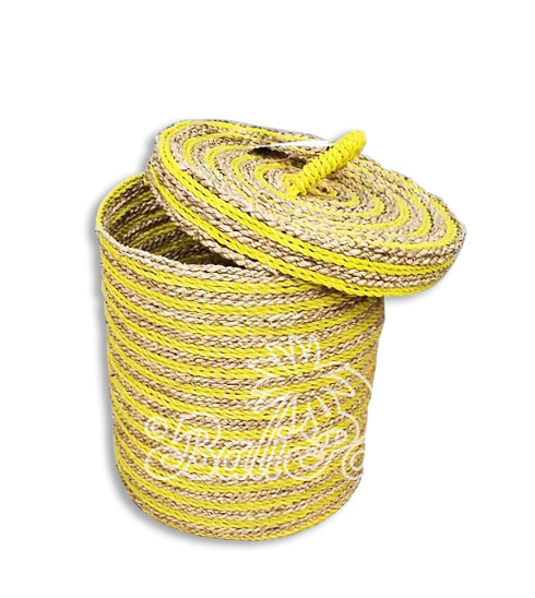 Beautiful Home Decoration Basket , Handmade With Synthetic String Inlaid With Water Hyacinth