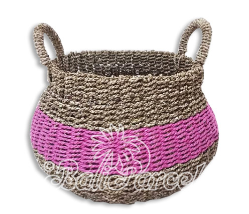 Beautiful Home Decoration Basket , Handmade With Synthetic String Inlaid With Water Hyacinth