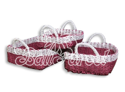 Beautiful Home Decoration Basket , Handmade With Synthetic String Inlaid With Water Hyacinth Set Of 3