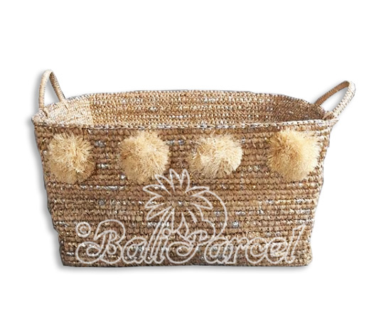 Beautiful Home Decoration Basket, Handmade With Sisal String Inlaid With Water Hyacinth