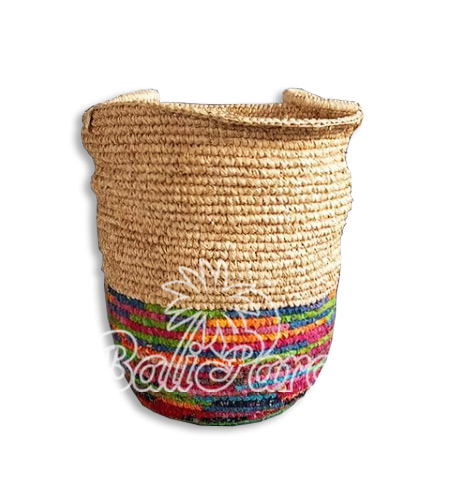 Beautiful Home Decoration Basket, Handmade With Sisal String Inlaid With Water Hyacinth