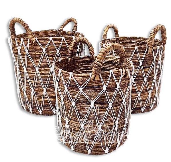 Beautiful Home Decoration Basket, Handmade With Water Hyacinth Set Of 3
