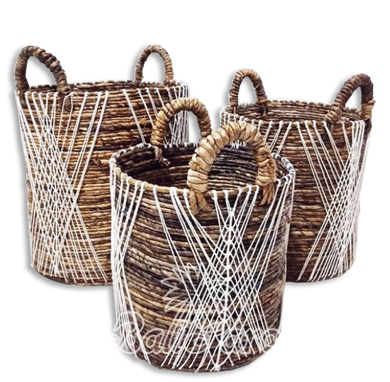 Beautiful Home Decoration Basket, Handmade With Water Hyacinth Set Of 3