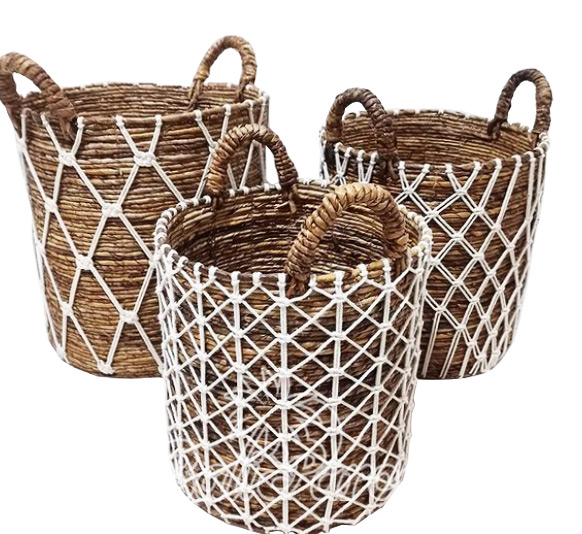 Beautiful Home Decoration Basket, Handmade With Water Hyacinth Set Of 3