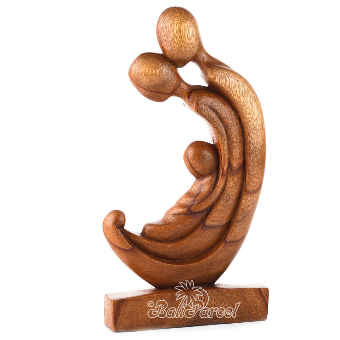 Wooden Family Abstract, Handmade From Suar Wood