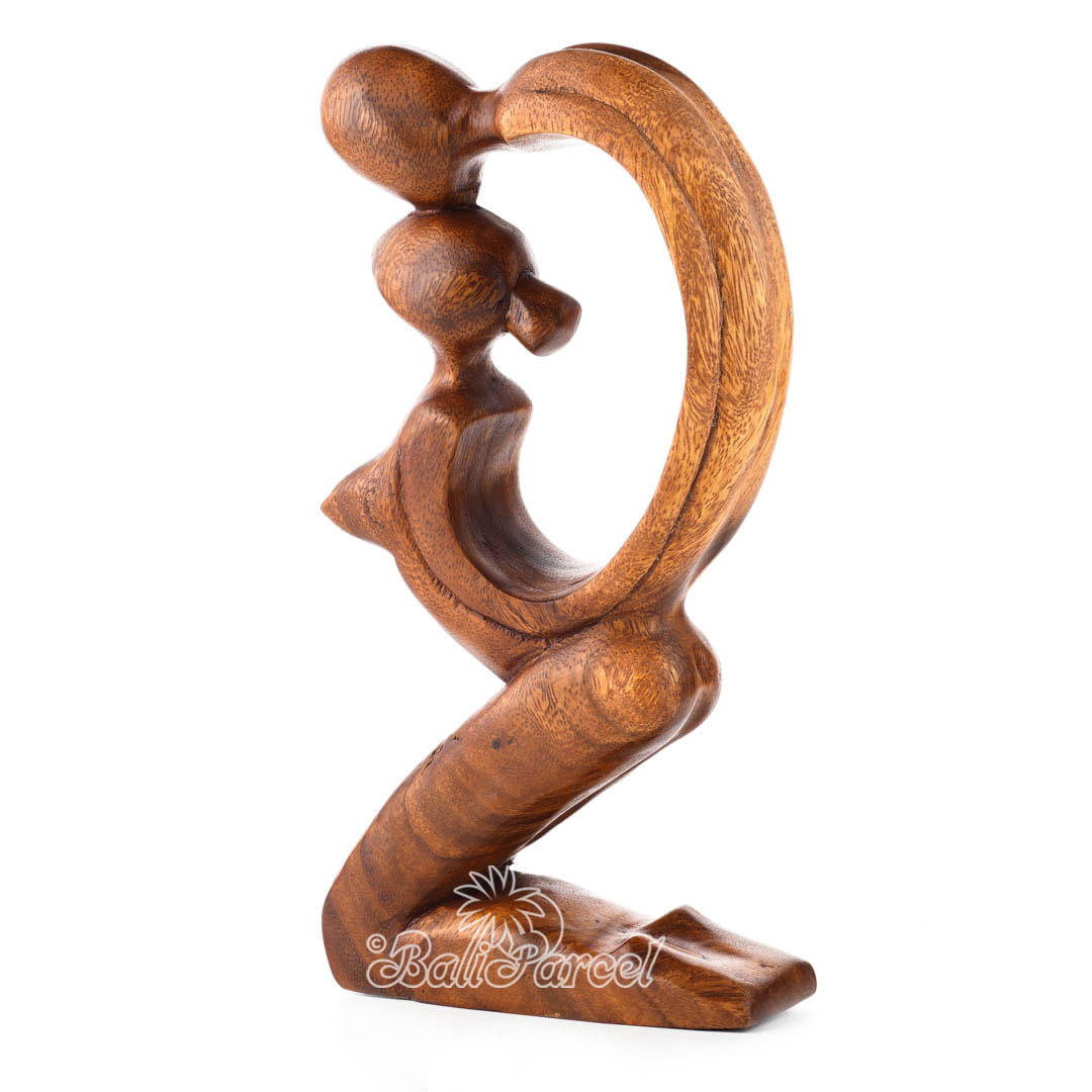 Wooden Kiss Romantic Abstract, Handmade From Suar Wood