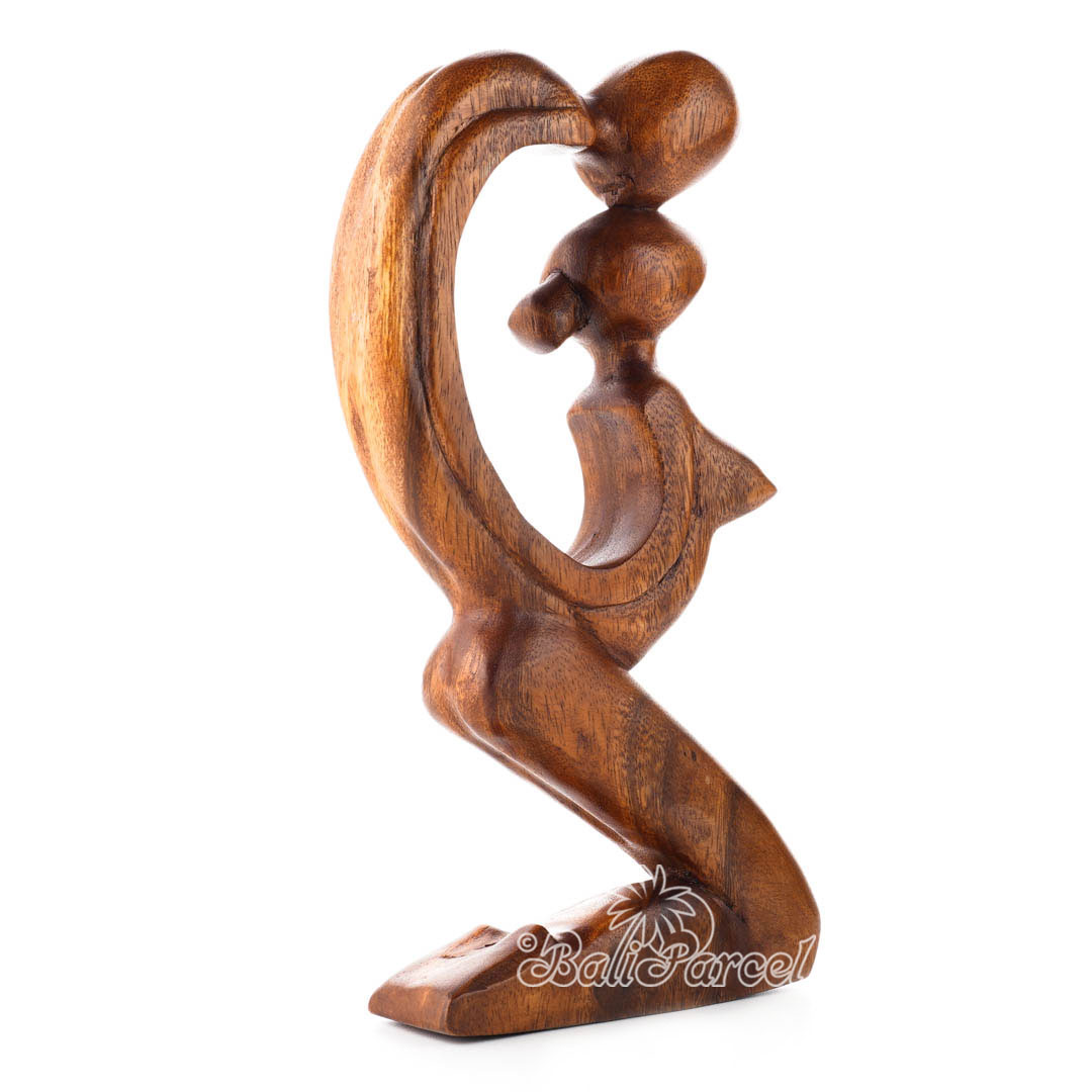 Wooden Kiss Romantic Abstract, Handmade From Suar Wood