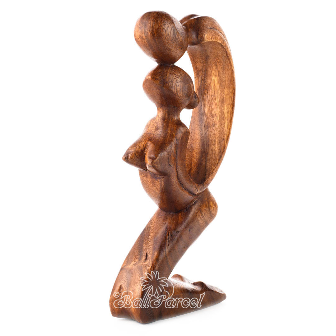 Wooden Kiss Romantic Abstract, Handmade From Suar Wood