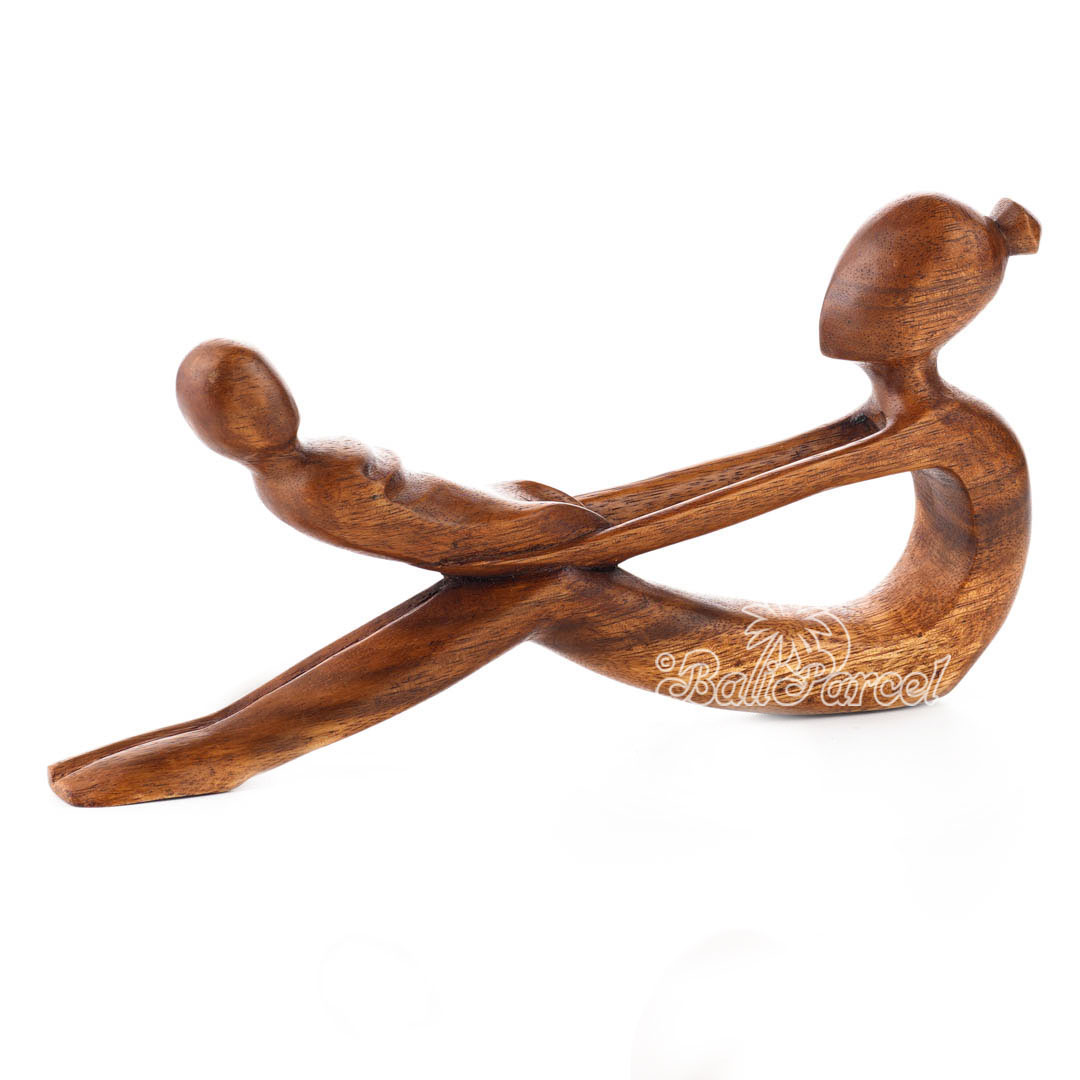 Wooden Mother And Child Abstract, Handmade From Suar Wood
