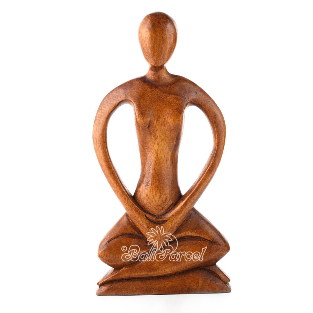Wooden Yoga Abstract, Handmade From Suar Wood