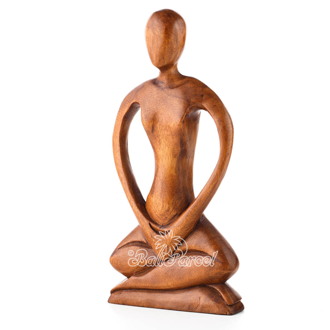 Wooden Yoga Abstract, Handmade From Suar Wood
