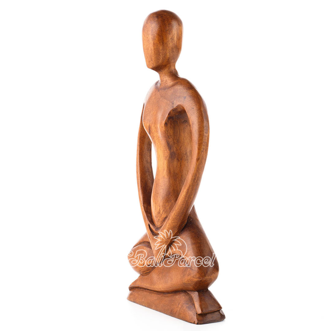 Wooden Yoga Abstract, Handmade From Suar Wood