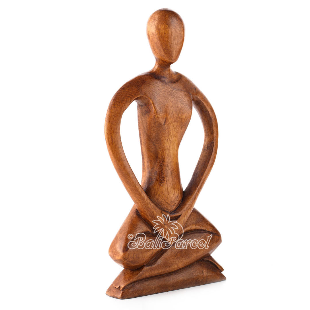 Wooden Yoga Abstract, Handmade From Suar Wood