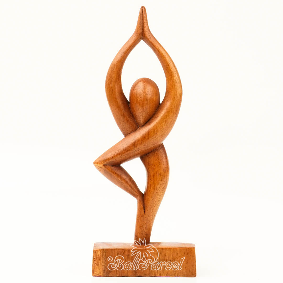 Wooden Yoga Abstract, Handmade From Suar Wood