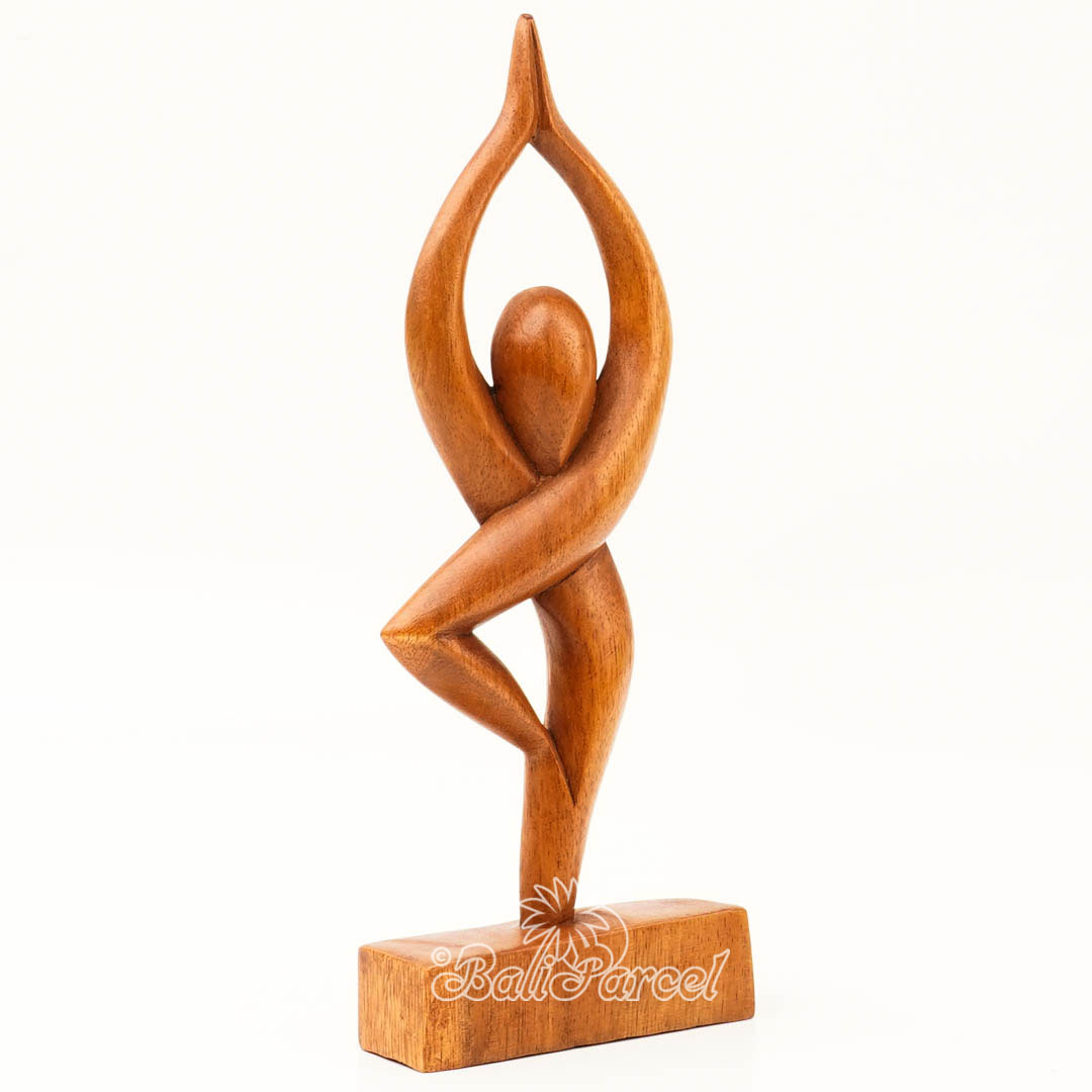 Wooden Yoga Abstract, Handmade From Suar Wood