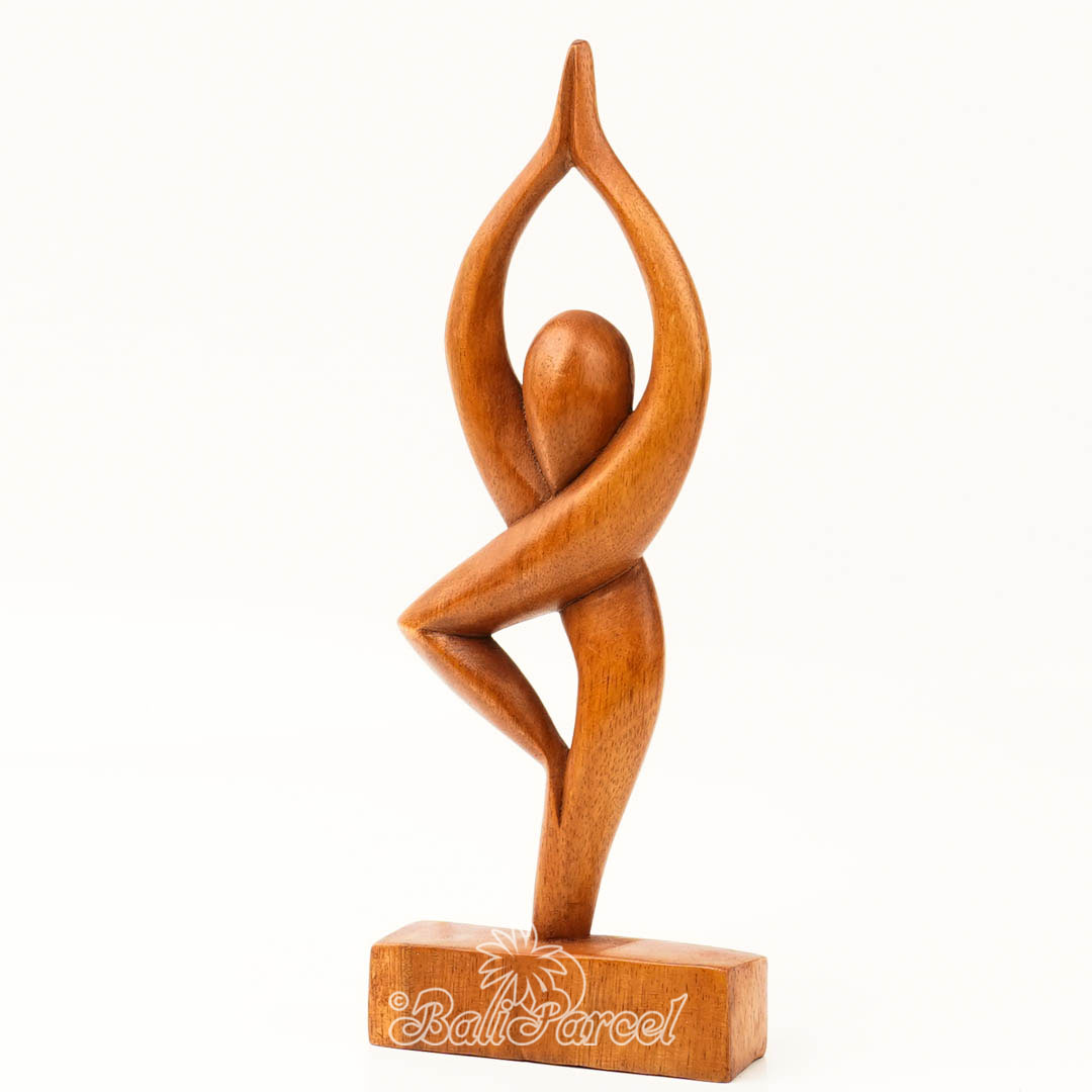Wooden Yoga Abstract, Handmade From Suar Wood