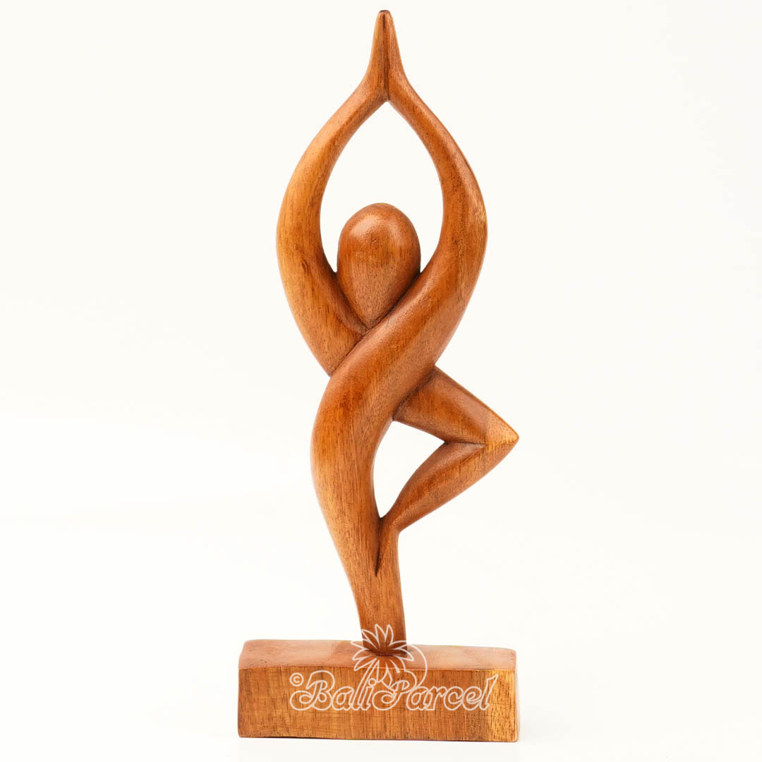 Wooden Yoga Abstract, Handmade From Suar Wood