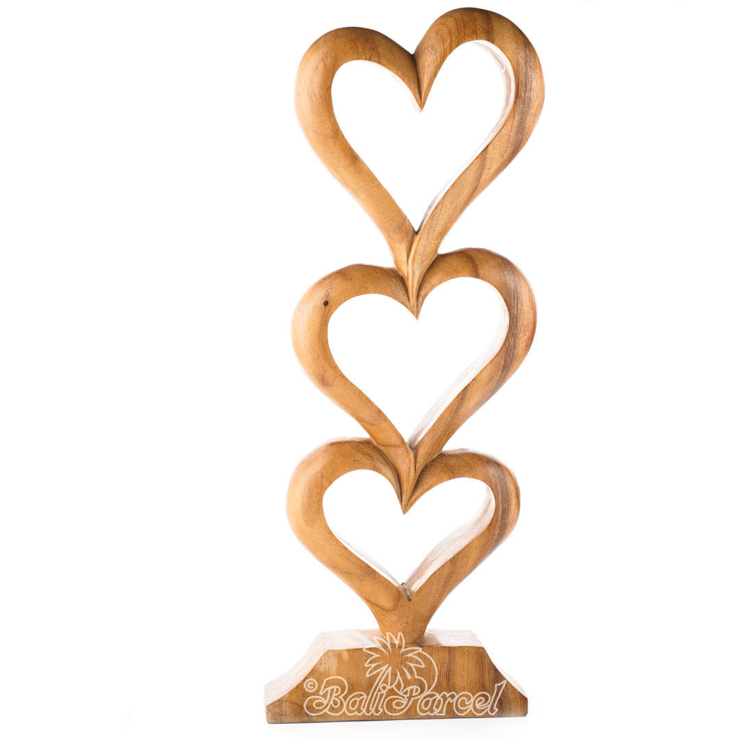 Wooden Heart Carving Handmade From Suar Wood
