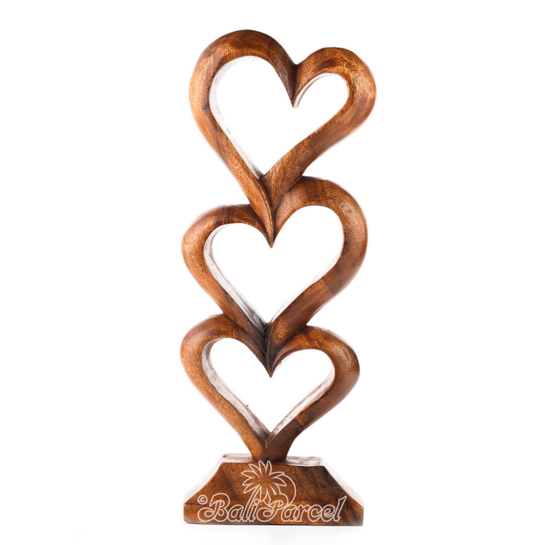 Wooden Heart Carving Handmade From Suar Wood