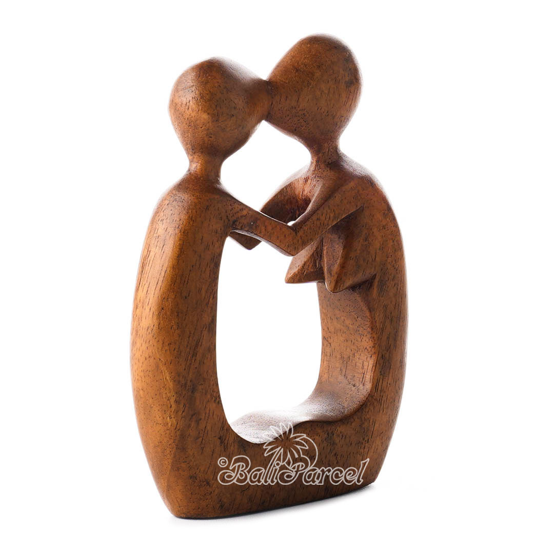 Wooden Abstract Carving Brown Polished  Hand Carved From Suar Wood