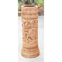 Container, Stick And Umbrela Holder, This Box Hand Carved From Mahogany Wood, With Fish And Bali Flower Carving.