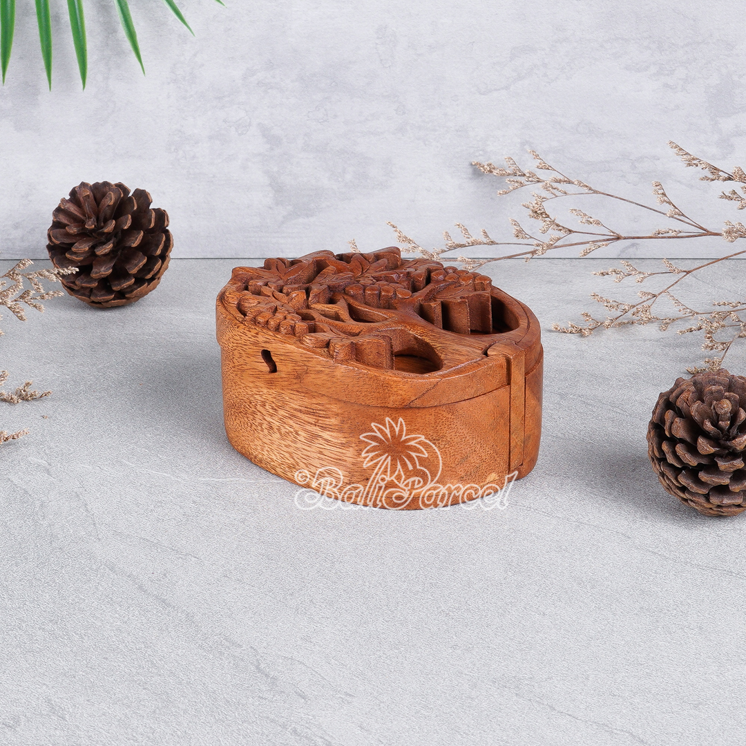 Wooden Box With Grapes , Hand Made From Suar Wood