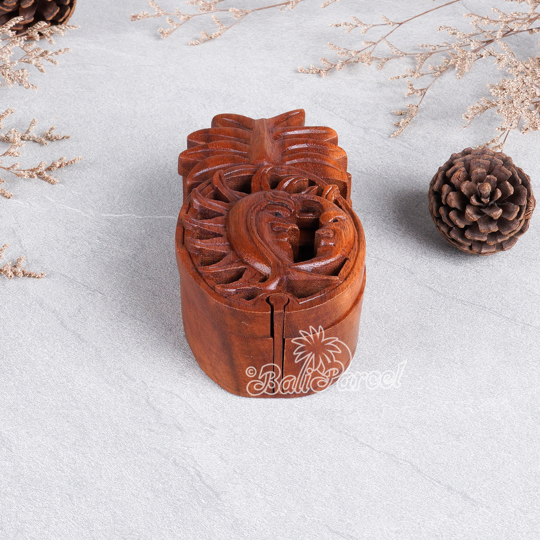 Wooden Box With Pineapple Math , Hand Made From Suar Wood
