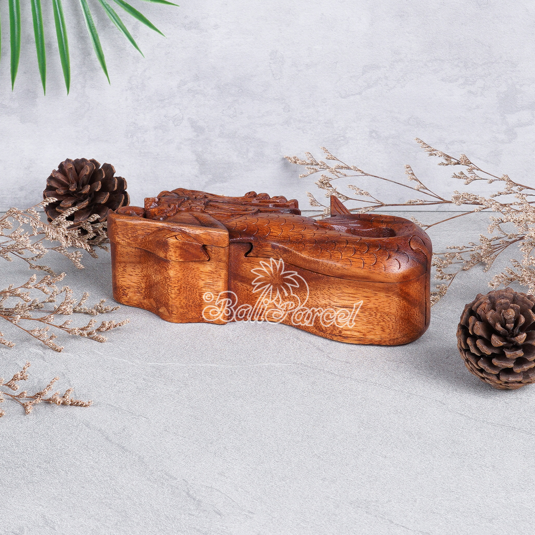 Wooden Box With Mermaid , Hand Made From Suar Wood