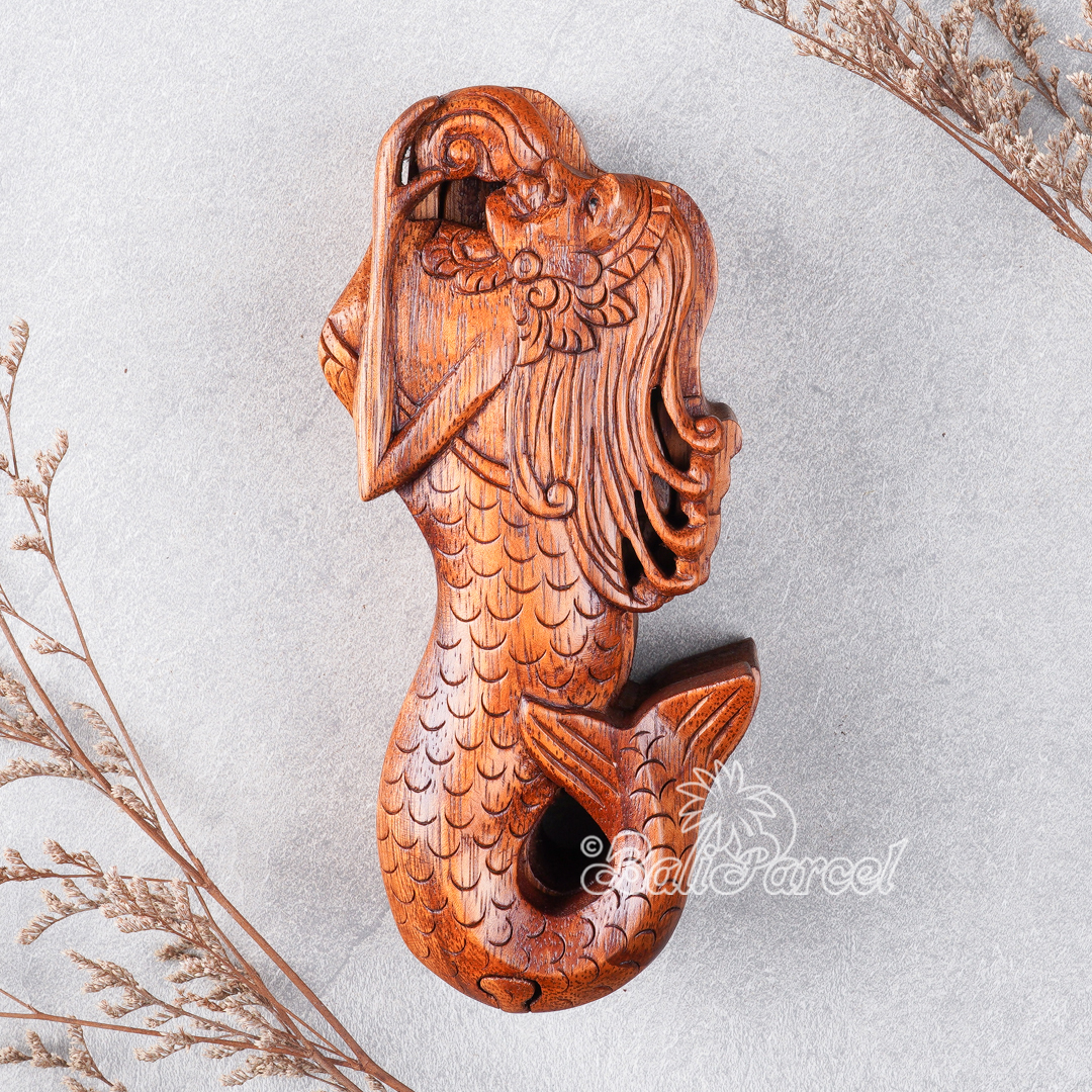 Wooden Box With Mermaid , Hand Made From Suar Wood