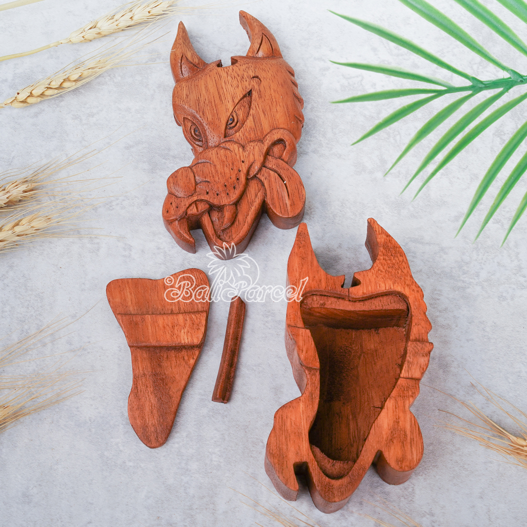 Wooden Box With Wolt, Hand Made From Suar Wood.