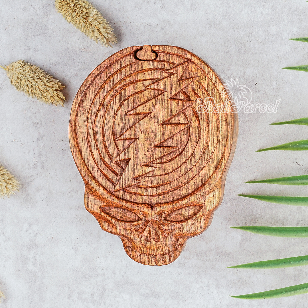 Wooden Box Skull, Hand Made From Suar Wood.