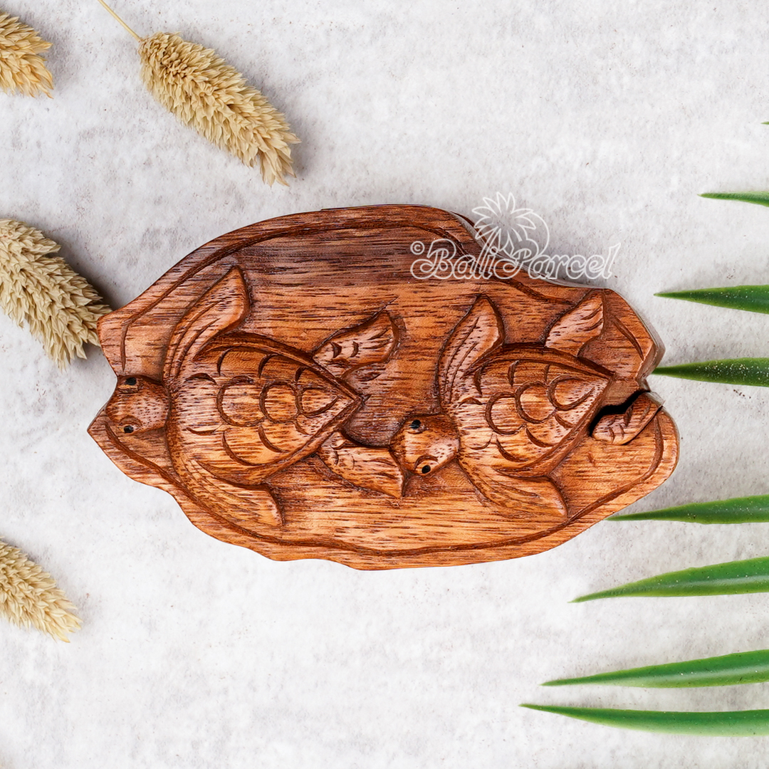 Wooden Box Turtle, Hand Made From Suar Wood.