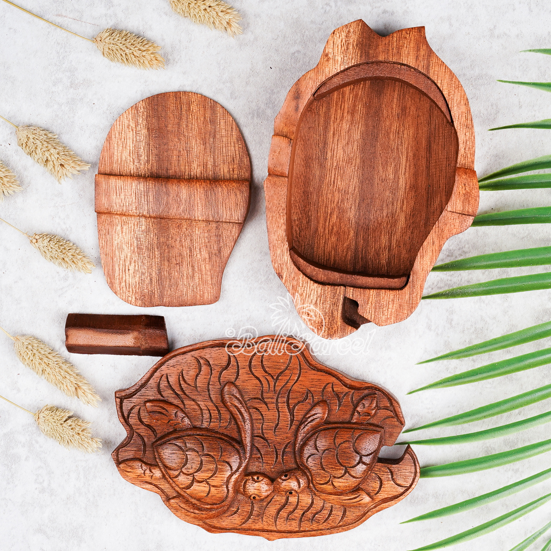 Wooden Box Turtle, Hand Made From Suar Wood.
